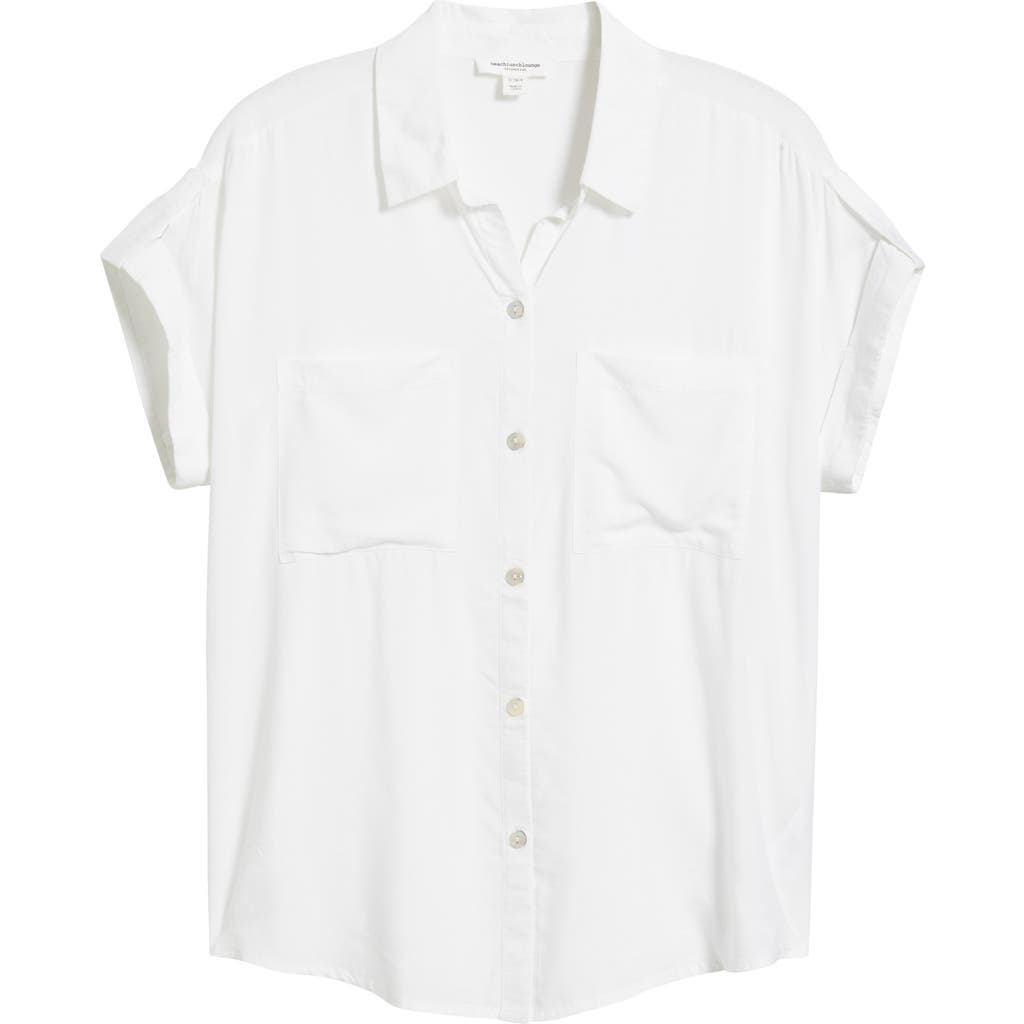 Beachlunchlounge Delta Short Sleeve Button-up Shirt In White