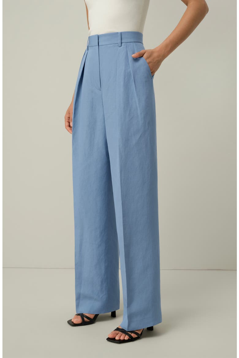 Women's Silk Linen Wide Leg Pants, Alternate, color, Chambray Blue