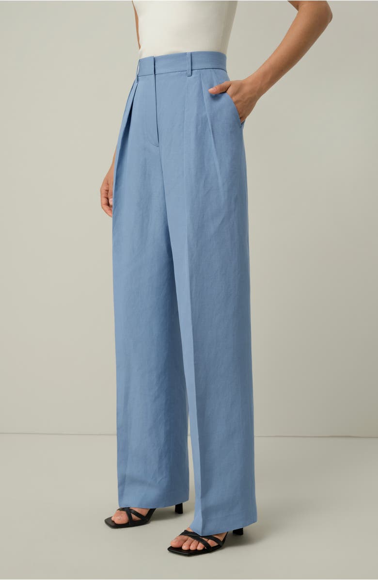 Lilysilk Silk Linen Wide Leg Pant, Alternate, color, Chambray Blue