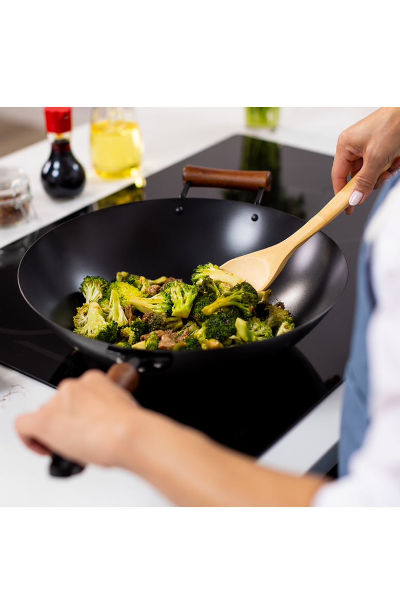 JOYCE CHEN Carbon Steel Ceramic Nonstick Wok, 14-Inch, Alternate, color, Black