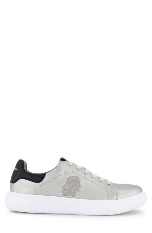 Karl Lagerfeld Paris Embroidered Karl Sneaker In Silver