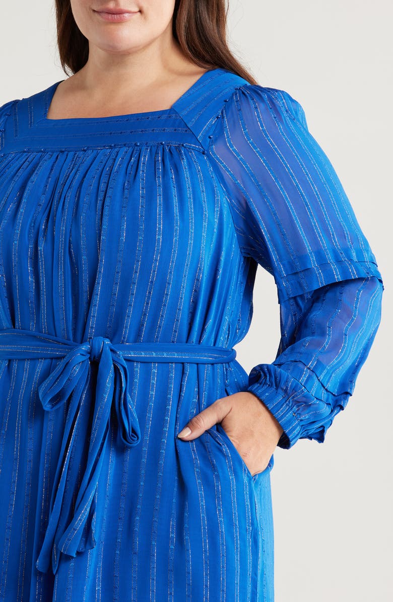 CIEBON Bera Metallic Stripe Long Sleeve Dress, Alternate, color, Cobalt Blue