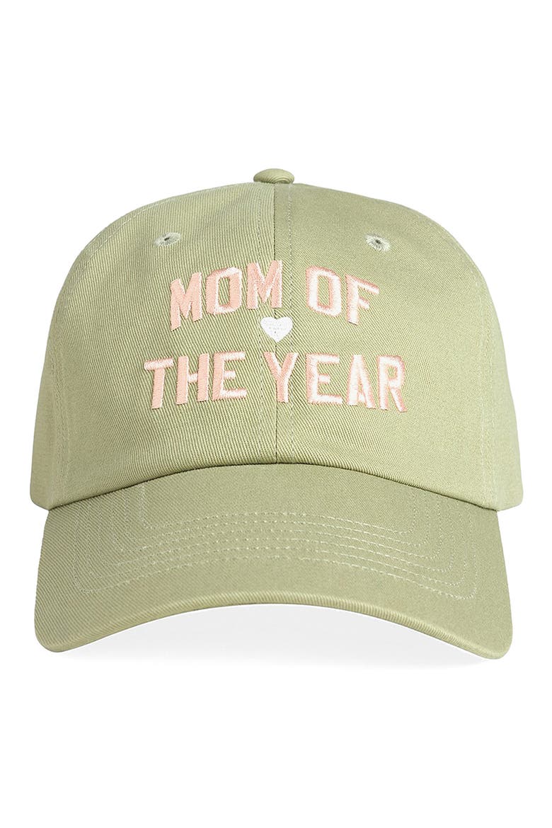 Mom of the Year Embroidered Cotton Twill Baseball Cap, Main, color, GREEN