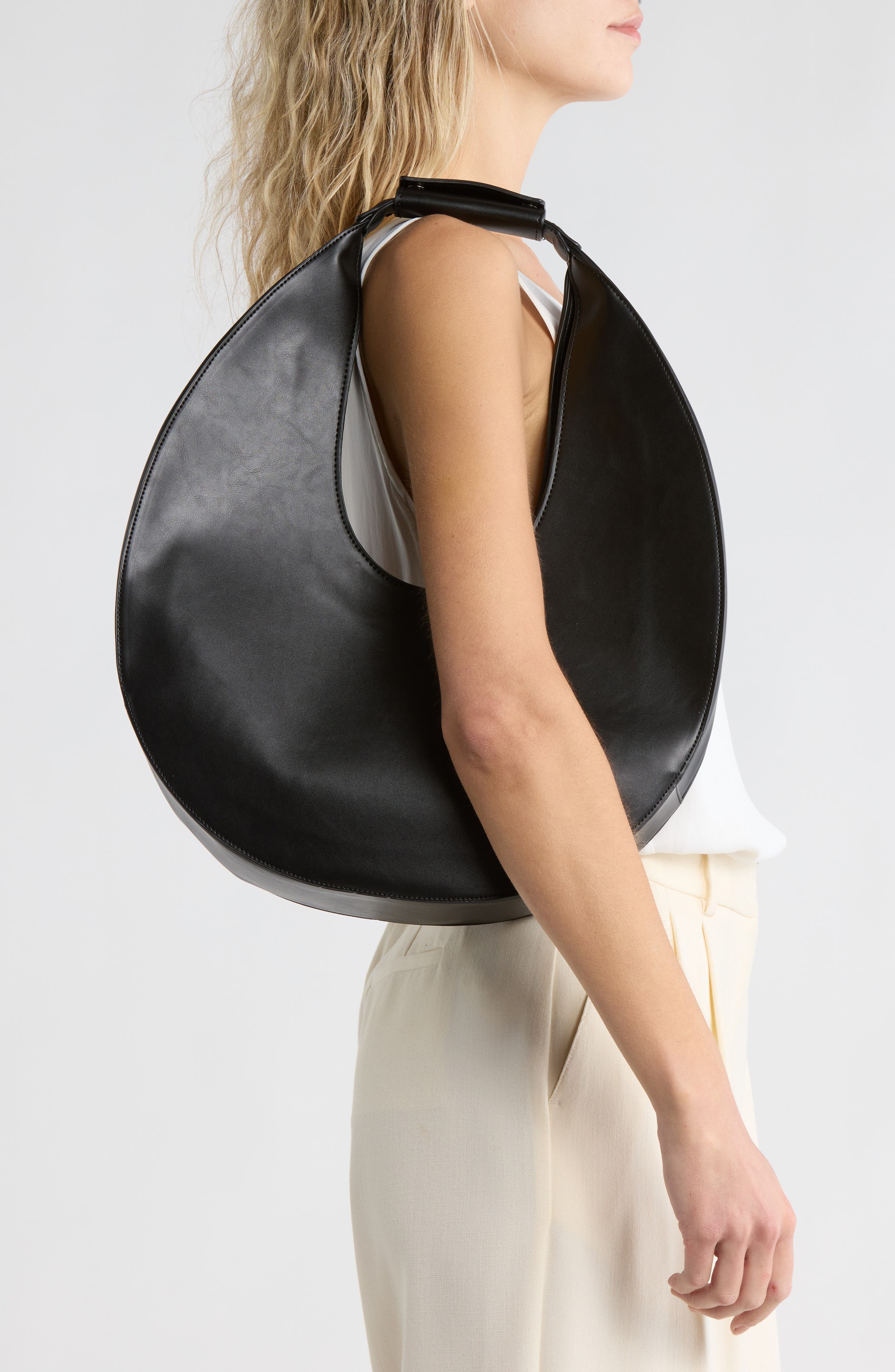 BCBG Structured Hobo Bag, Alternate, color, Black