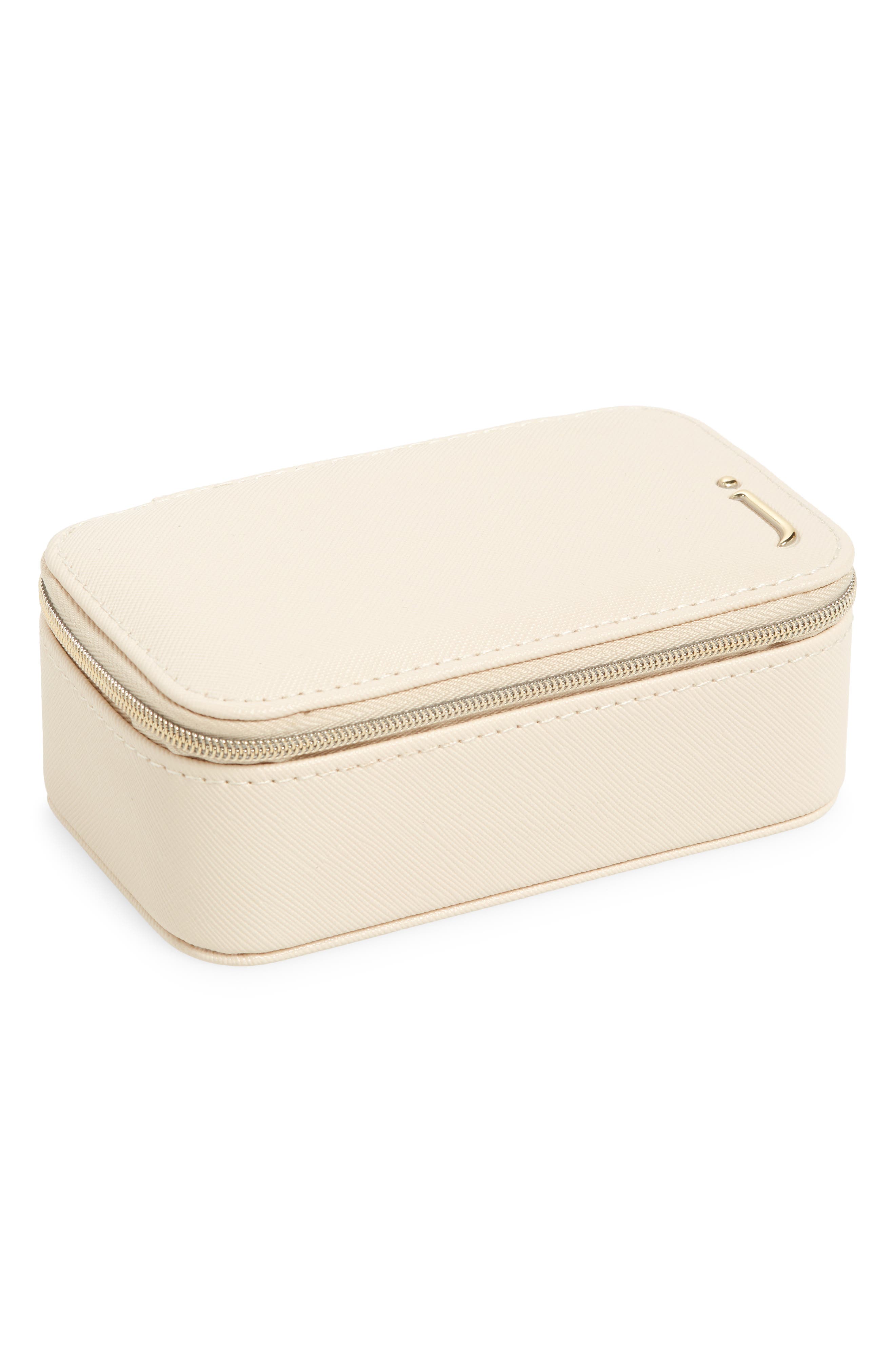 Nordstrom Initial Rectangular Jewelry Box - J- Cream- Gold