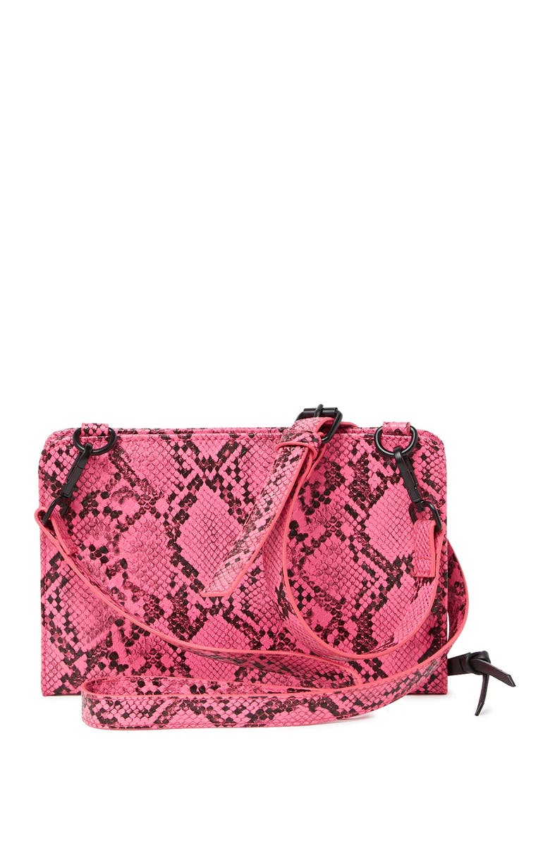 French Connection Lucy Neon Snakeskin Embossed Crossbody Wallet, Alternate, color,