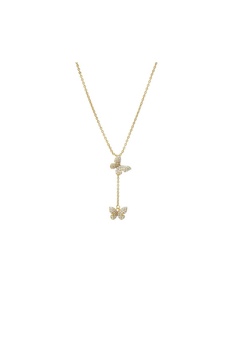 BY ADINA EDEN Pave Double Butterfly Drop Pendant Necklace, Main, color, Gold