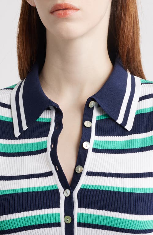 525 Vivienne Stripe Sleeveless Polo Sweater In Dark Blue Multi