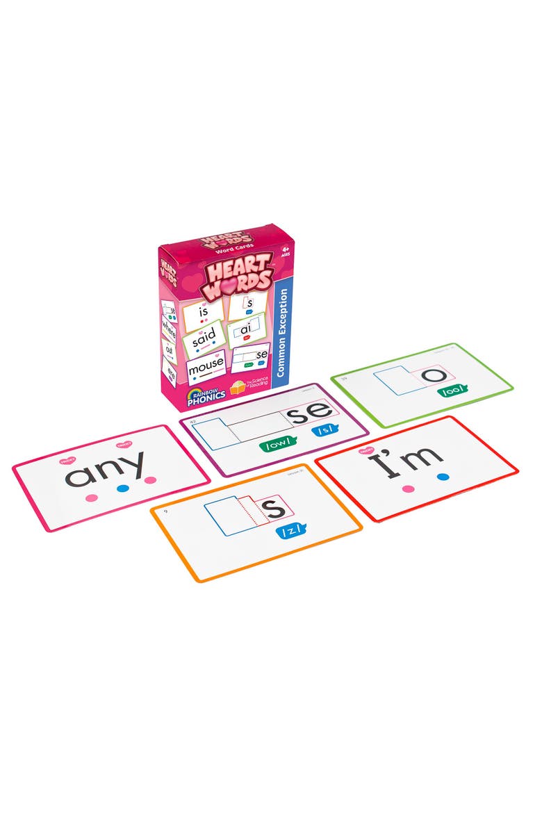 Rainbow Phonics Heart Word Flash Cards, Alternate, color, Multicolored