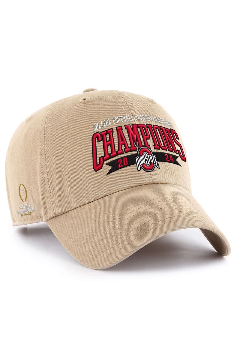 '47 Men's '47  Khaki Ohio State Buckeyes College Football Playoff 2024 National Champions Helmet Clean Up Adjustable Hat, Main, color, 