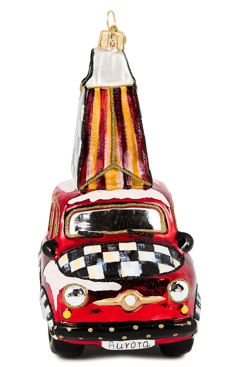 MACKENZIE CHILDS Check it Out Car Glass Ornament, Alternate, color, Red