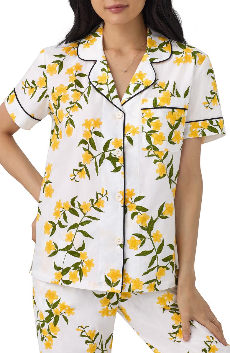 BedHead Pajamas Print Organic Cotton Crop Pajamas, Alternate, color, Carolina Jasmine