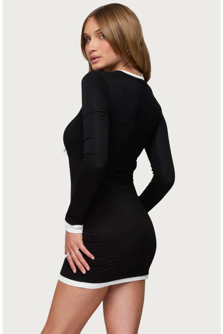 Norah Long Sleeve Minidress, Alternate, color, BLACK-AND-WHITE