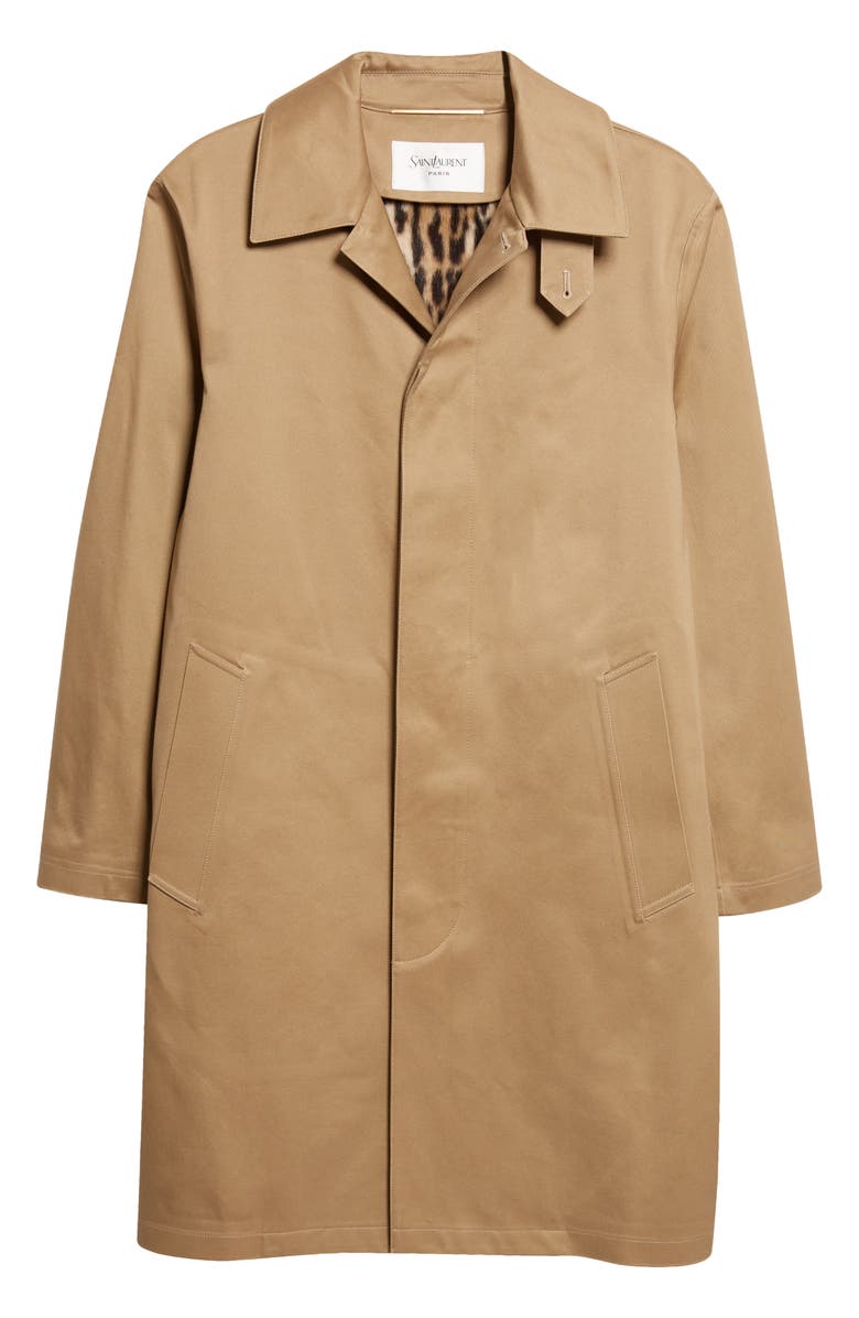 Saint Laurent Cotton Gabardine Coat, Main, color, Beige