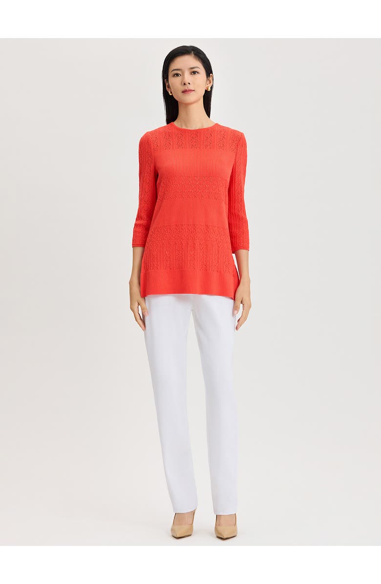 Misook Classic Lined Pointelle Soft Knit Tunic, Alternate, color, Cherry Ember