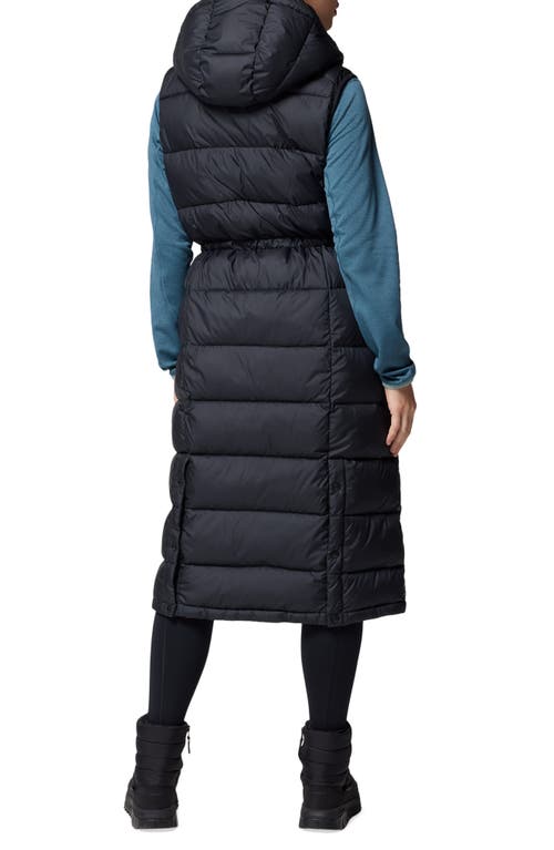 Columbia Pike Lake Ii Water Repellent Insulated Longline Hooded Vest In Black