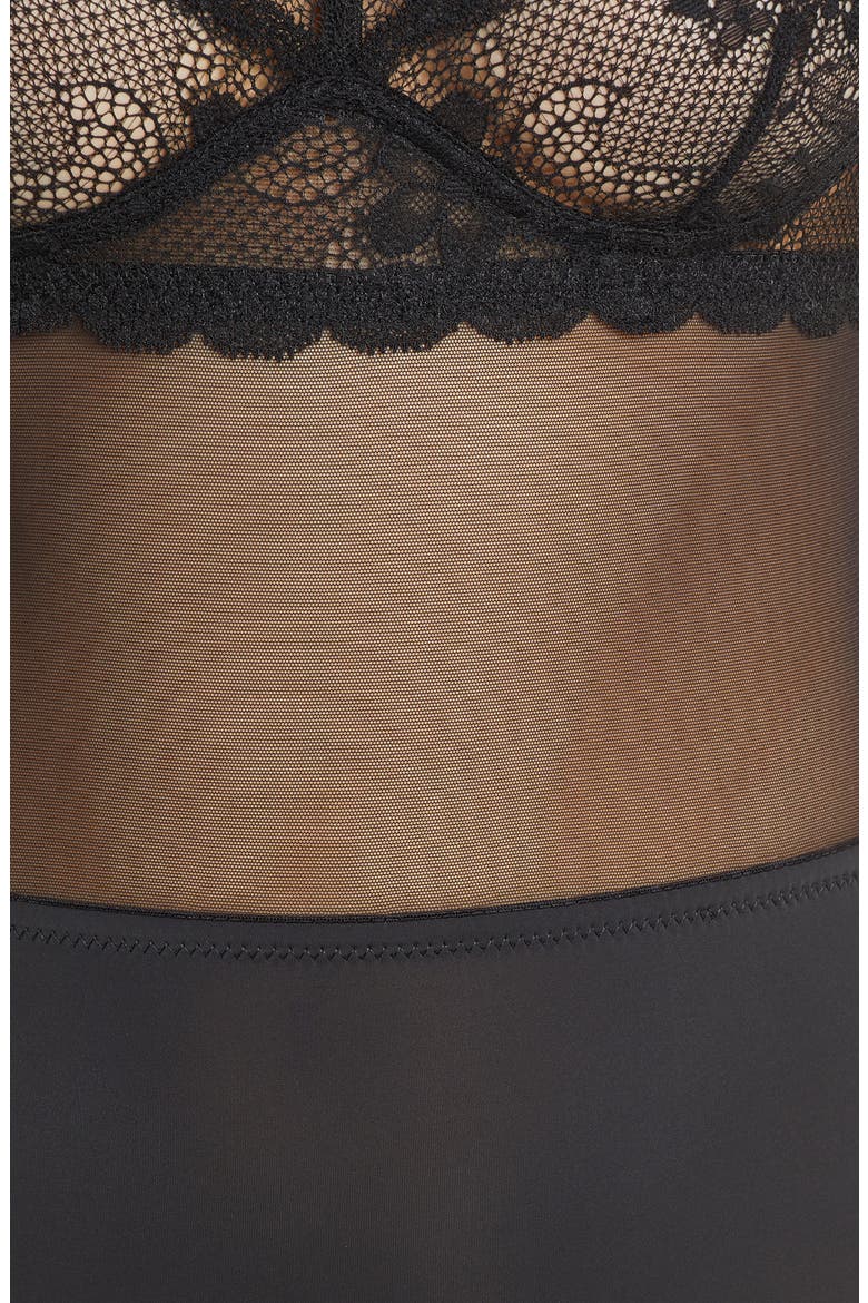 Jason Wu Collection Classic Lace Underwire Thong Bodysuit, Alternate, color, BLACK