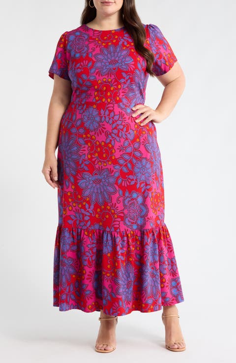 Darret Floral Ruffle Maxi Dress (Plus)