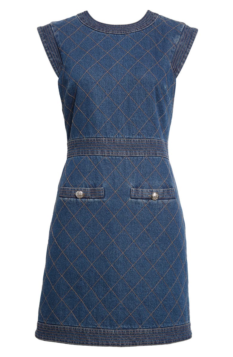 Veronica Beard Ginny Topstitch Denim Minidress, Alternate, color,