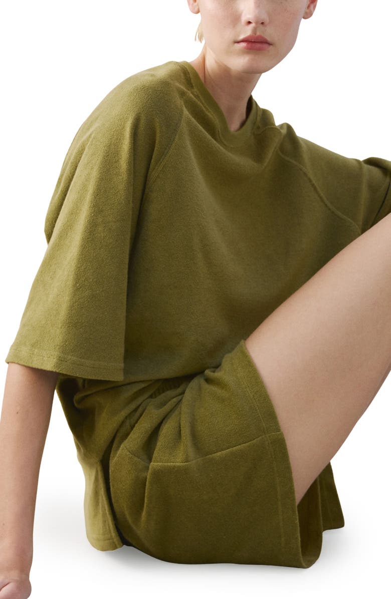 MANGO Cotton Blend Terry Pajama Top, Alternate, color, Khaki Green