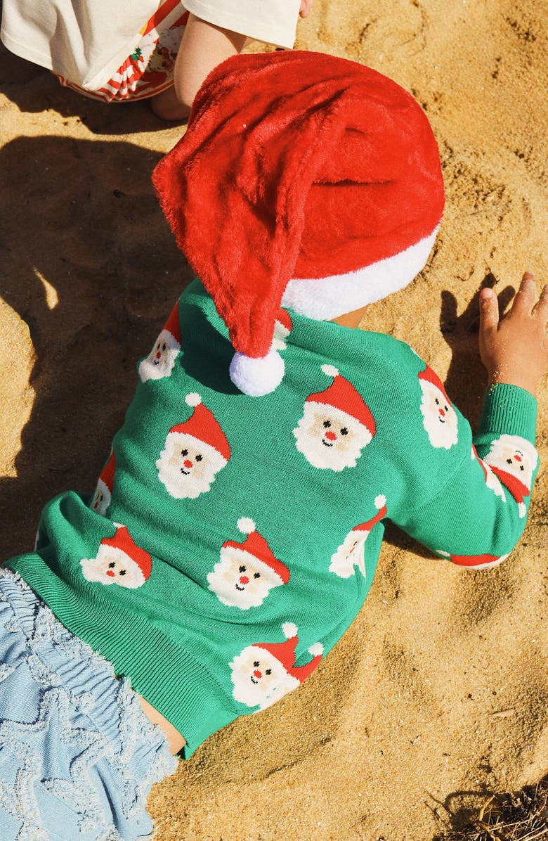 Rock Your Kid Kids
 Cotton Crewneck Sweater, Alternate, color, Green Santa