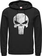 Marvel Men's Marvel Punisher Retro Skull Symbol Pull Over Hoodie