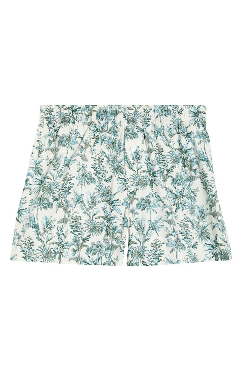 Nordstrom Modern Woven Stretch Cotton Boxers, Main, color, White- Green Tropical Toile