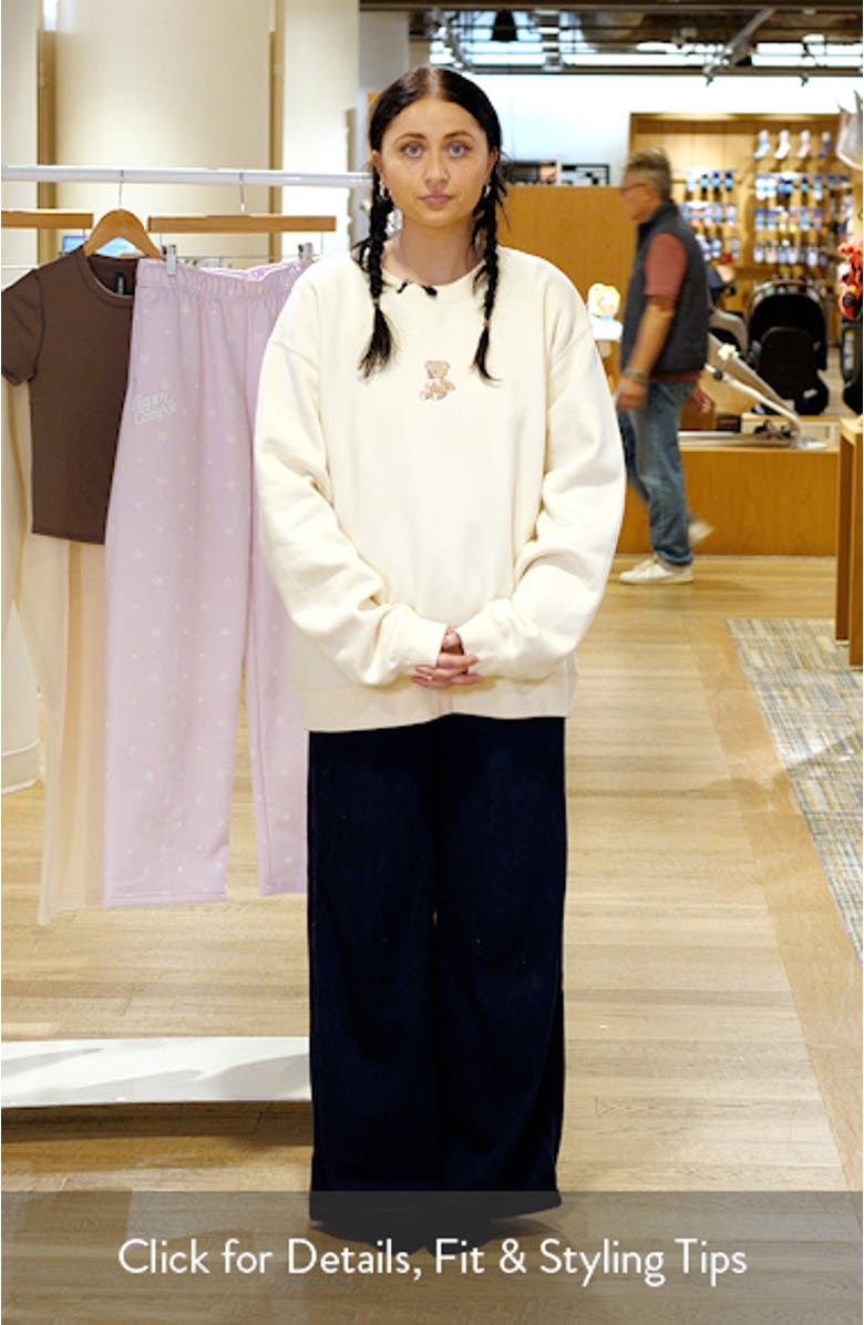 Camp3y Teddy Bear Embroidered Graphic Sweatshirt, sales video thumbnail