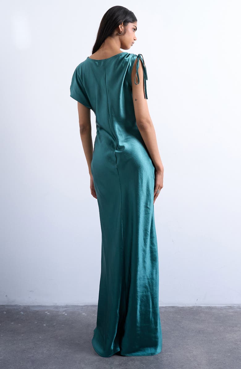 Topshop Asymmetric Satin Maxi Dress, Alternate, color, Medium Blue