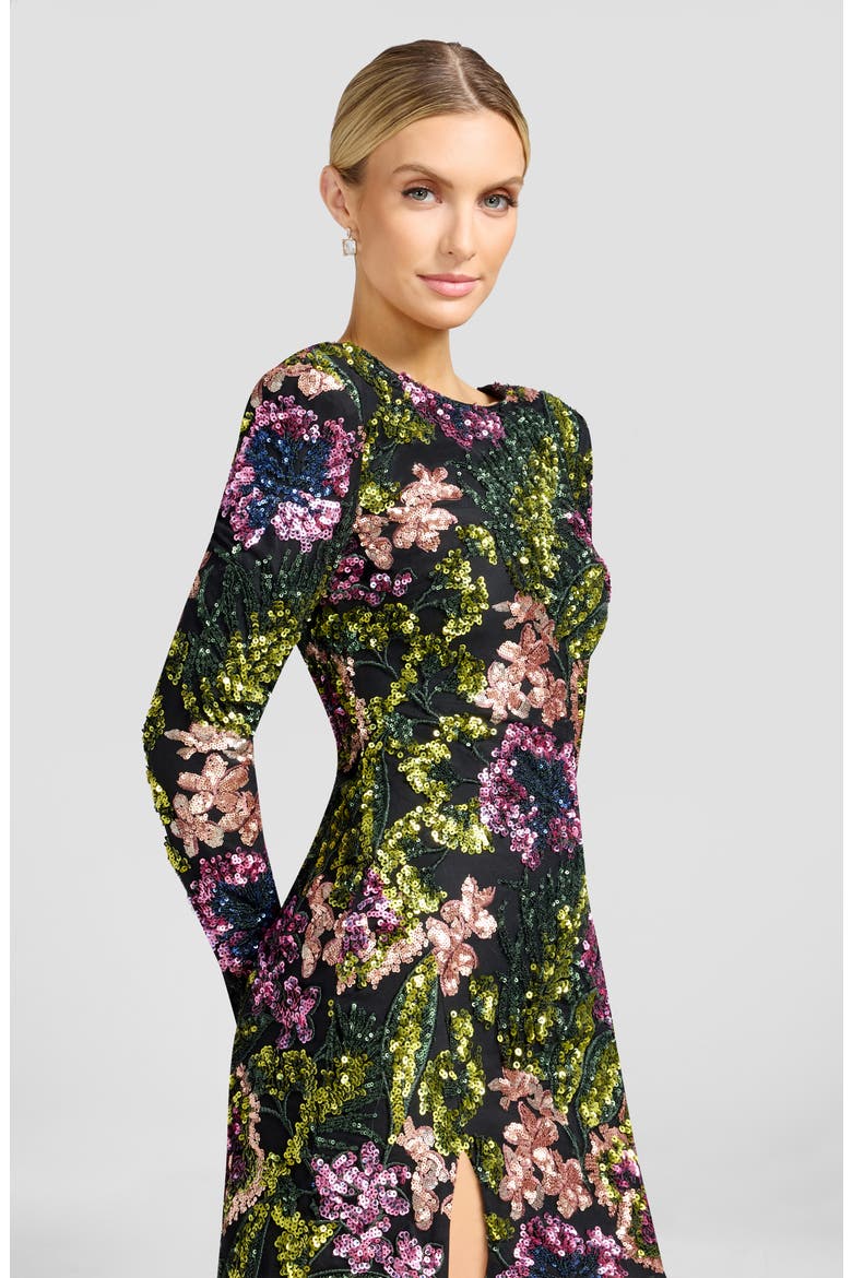 Nathalia Long Sleeve Sequin Minidress, Alternate, color, BLACK MULTI