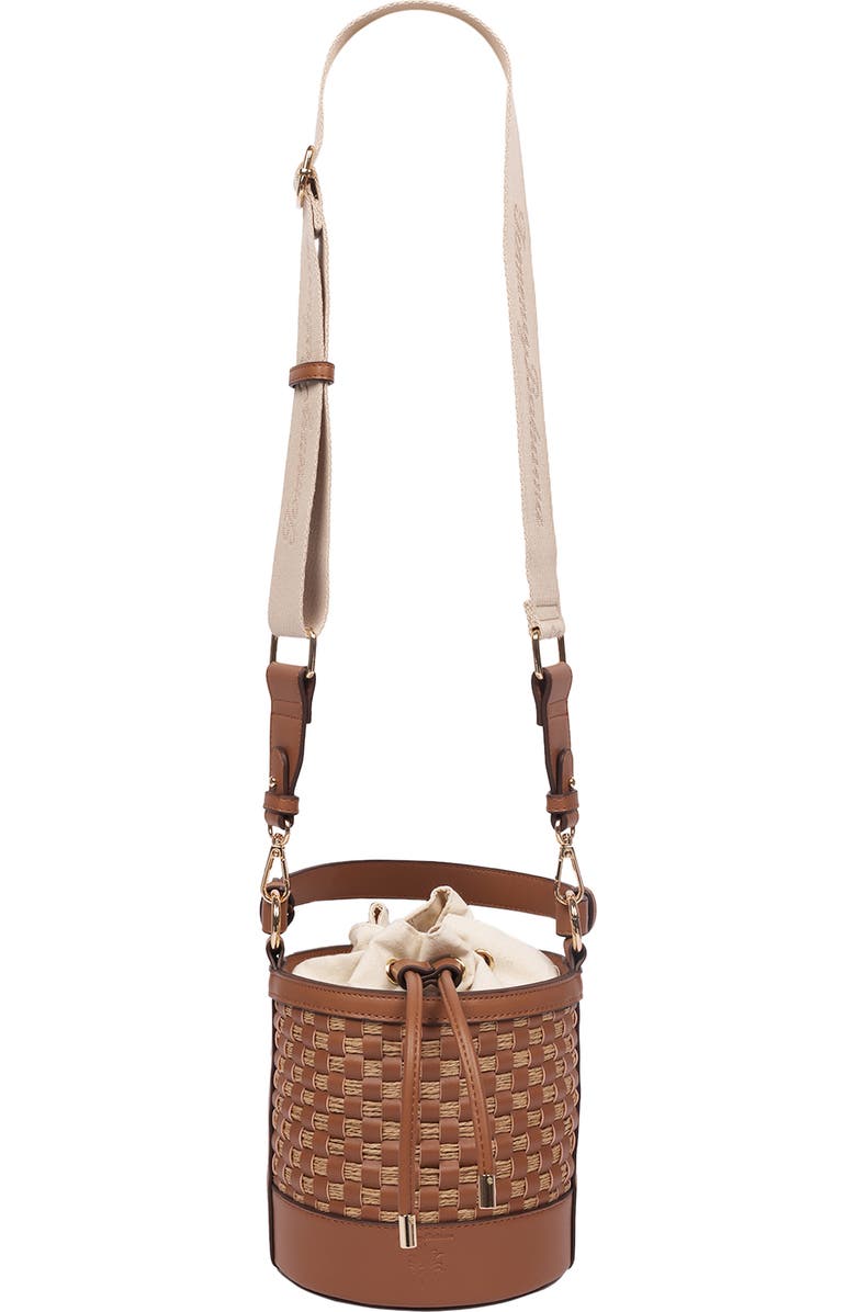 Tommy Bahama Raffia Woven Bucket Bag, Alternate, color, Brown