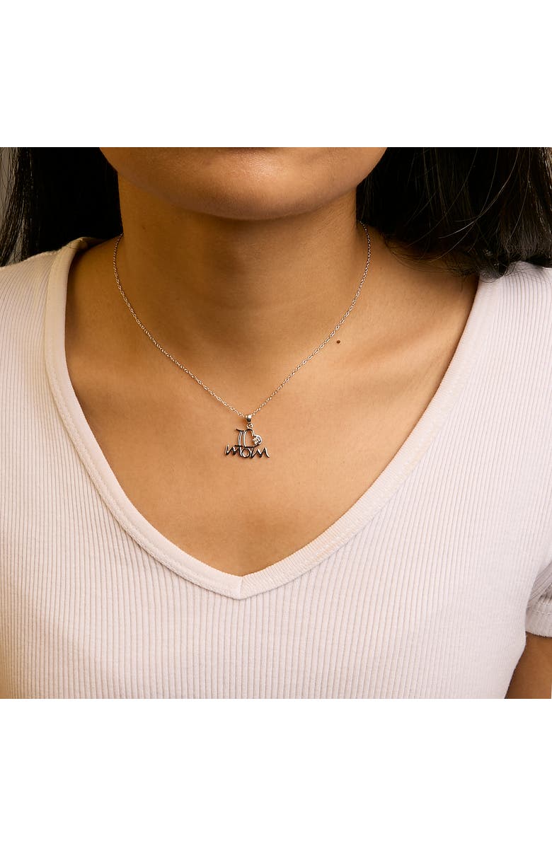 Haus of Brilliance Silver Diamond Accent "I Love Mom" Heart Pendant Necklace, Alternate, color, White