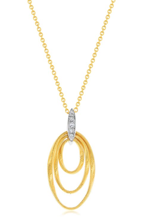 Golden Helix Coil Triple Open Oval Pendant Necklace