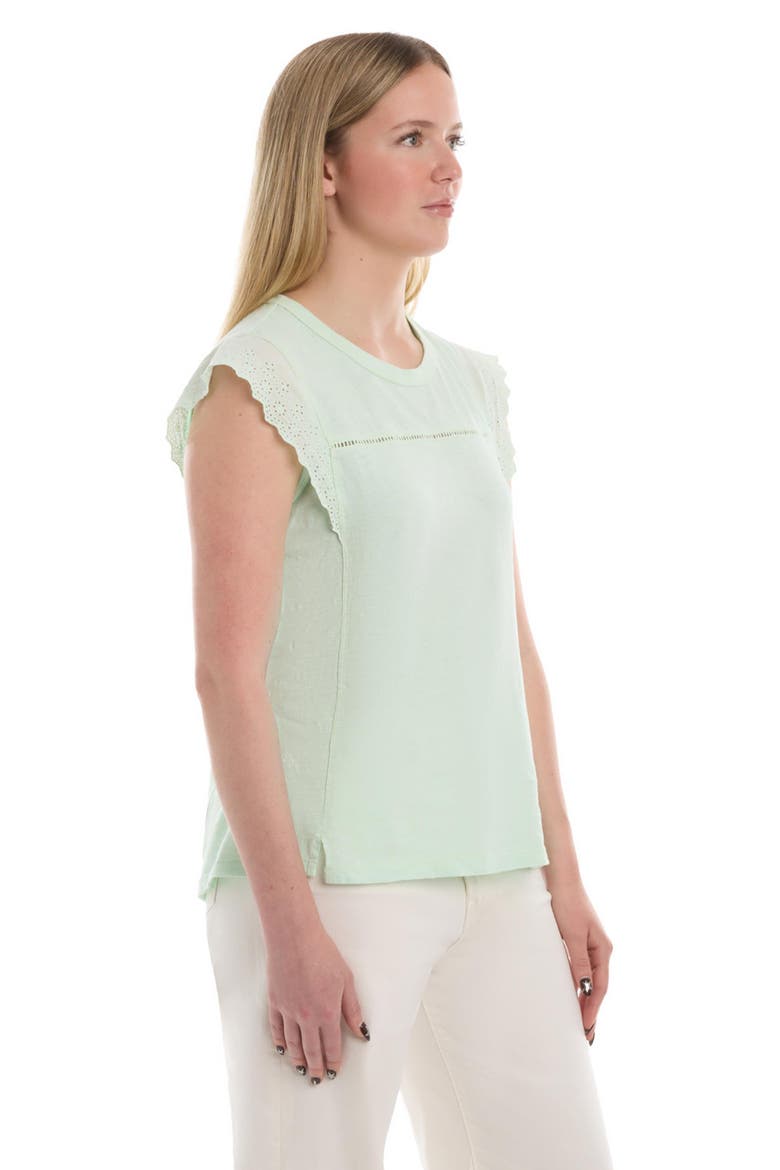 Eyelet Cap Sleeve Tee, Alternate, color, Bay