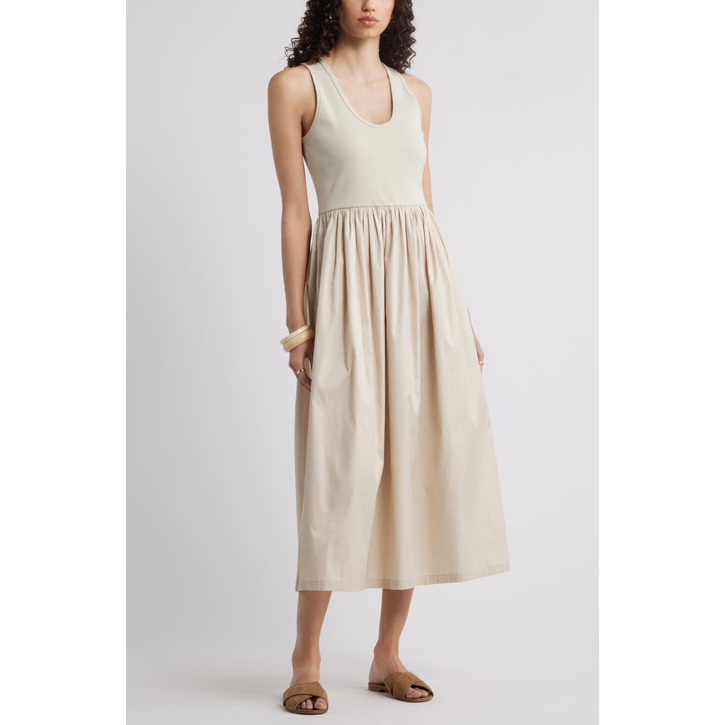 Shop Nordstrom Mixed Media Stretch Cotton Tank Maxi Dress