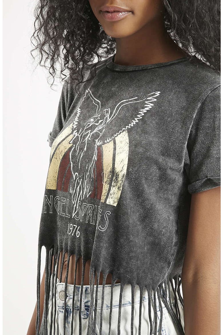 'Angel Spring' Fringe Tee, Alternate, color, CHARCOAL