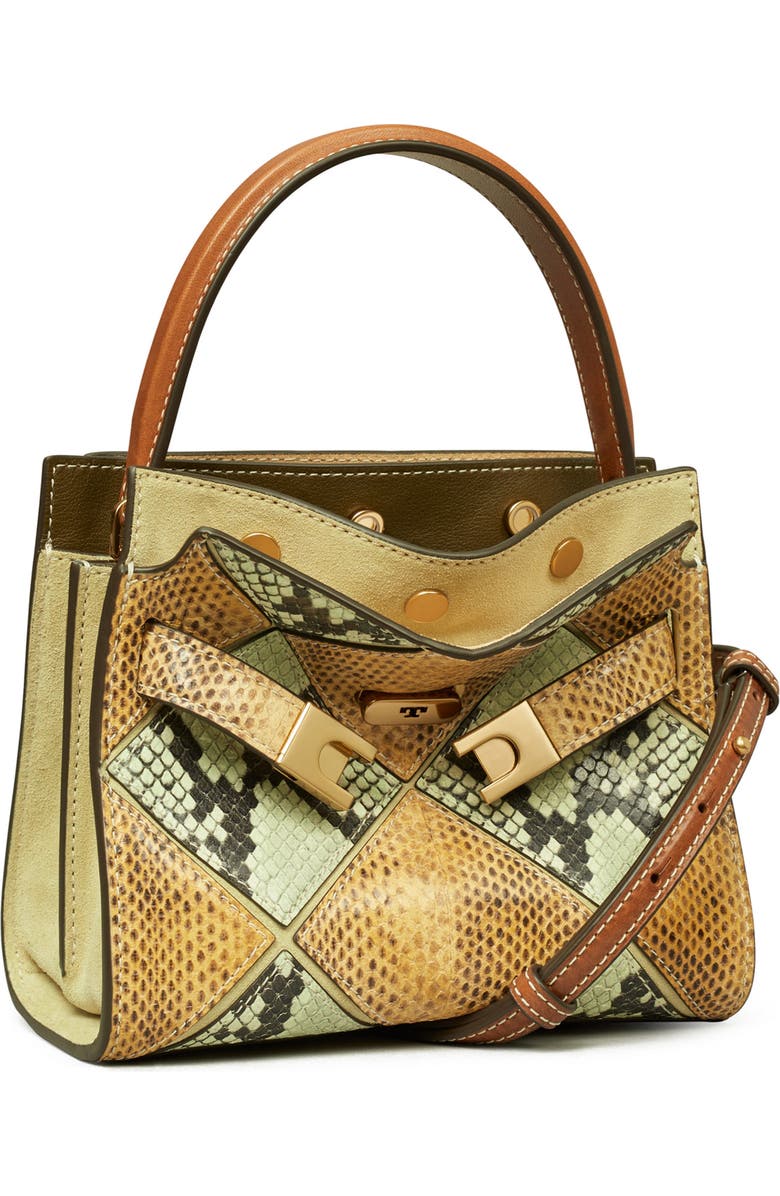 Tory Burch Small Lee Radziwill Diamond Exotic Leather Double Bag, Alternate, color,