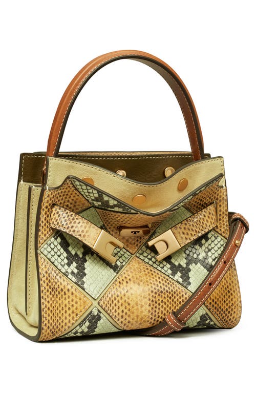 Tory Burch Small Lee Radziwill Diamond Exotic Leather Double Bag In Multi