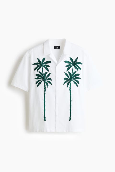 Relaxed Fit Embroidered-motif Resort Shirt