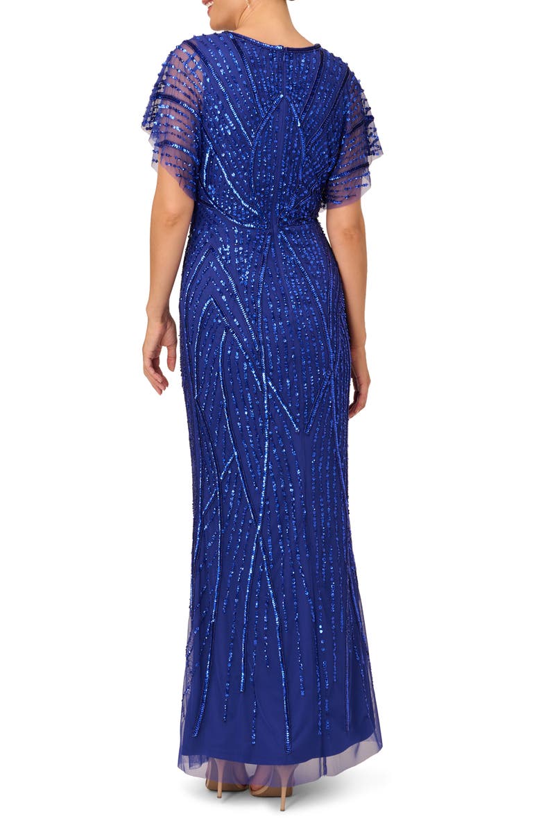 Adrianna Papell Beaded Sequin Surplice Trumpet Gown, Alternate, color, 