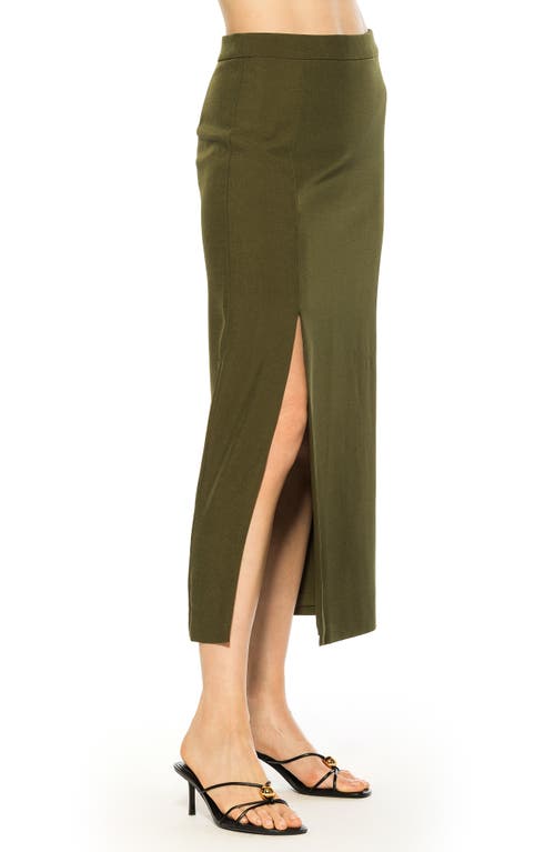 Alexia Admor Side Slit Midi Skirt In Green