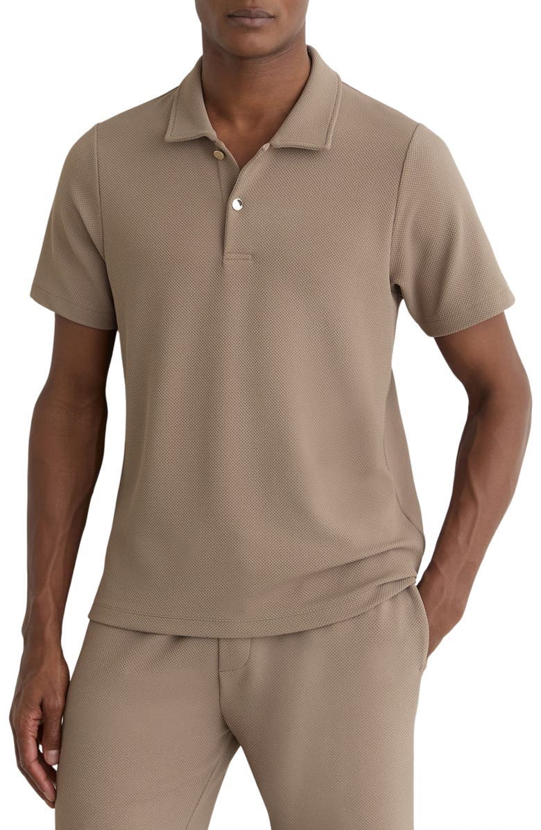 Reiss Kennedy Textured Polo, Main, color, Camel Brown