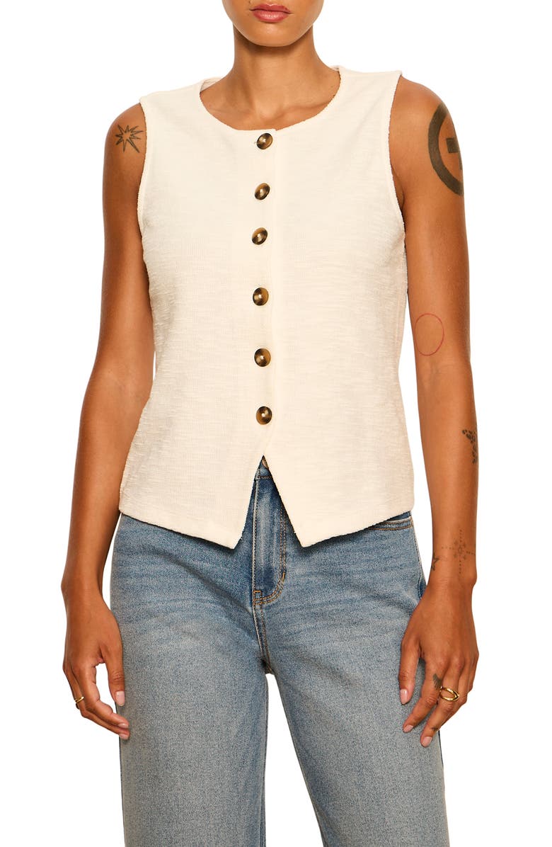 Sanctuary Nothing Extra Knit Vest, Main, color, Chalk White