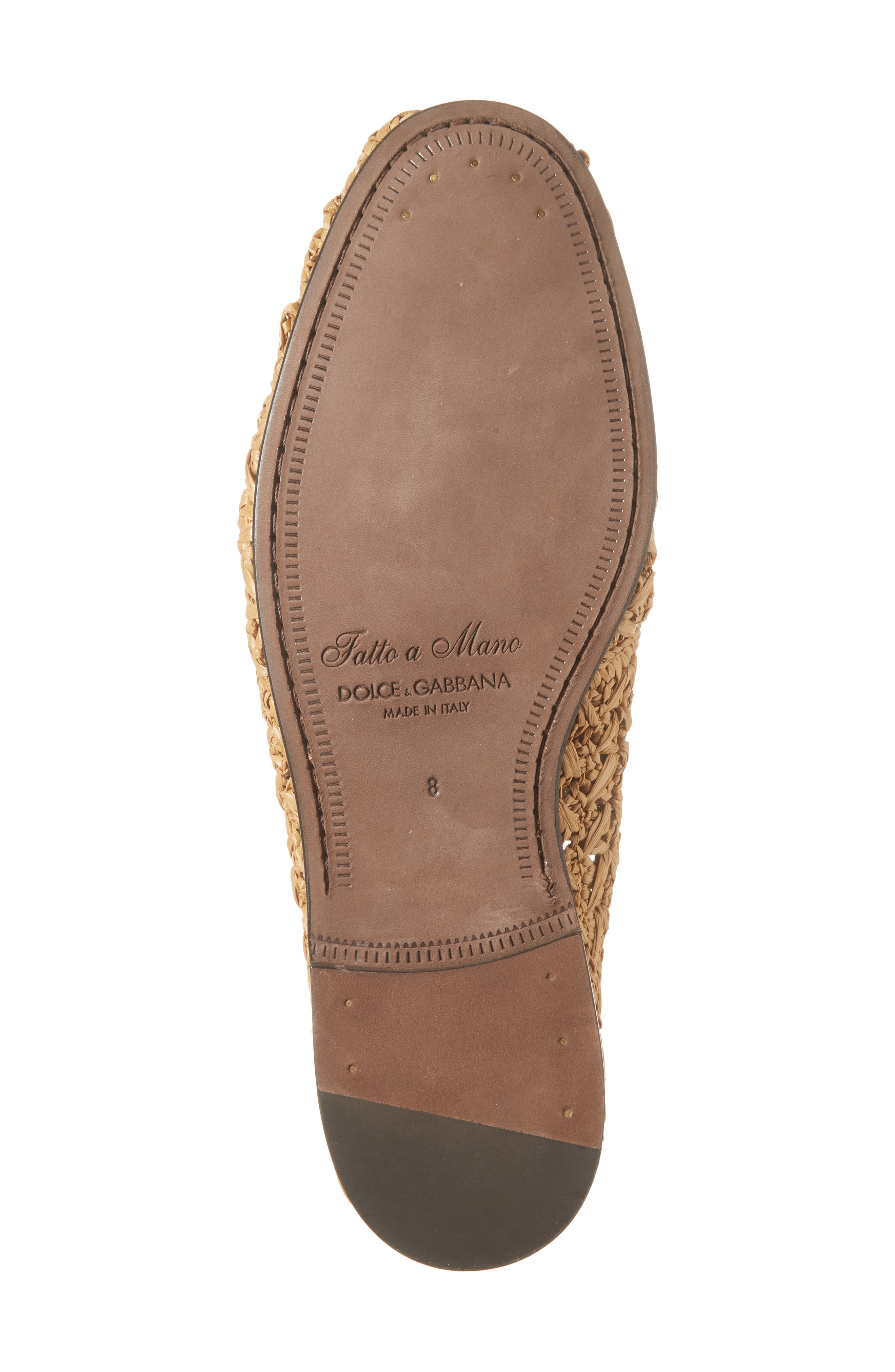 Dolce&Gabbana Raffia Lace-Up Loafer, Alternate, color, Naturale/ Cammello