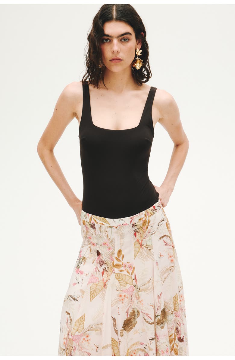 H&M Flared Viscose-blend Skirt, Alternate, color, Light Peach Pink/Floral