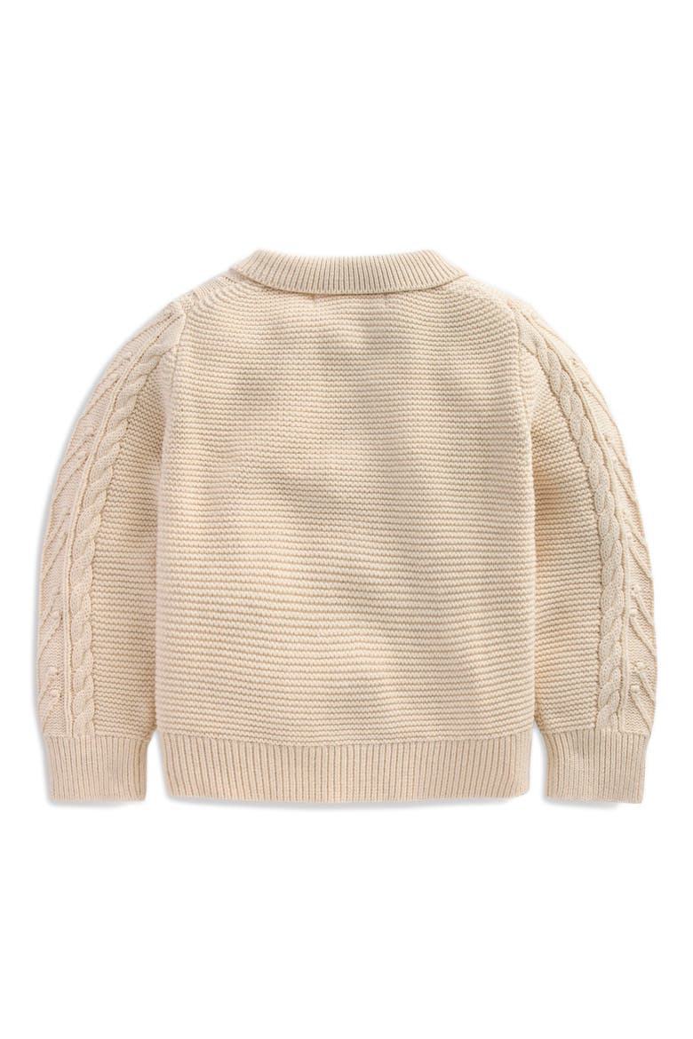 Kids' Collared Cable Stitch Zip Cardigan, Alternate, color, ECRU MARL