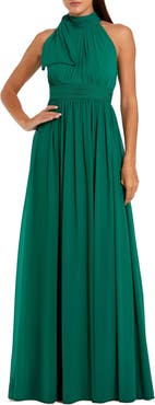 Mac Duggal Petite A Line Halter Neck Chiffon Evening Gown