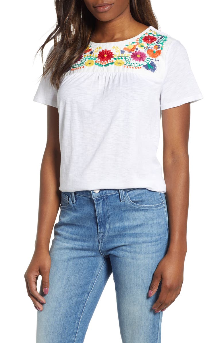 GIBSONLOOK Gibson x Hi Sugarplum! Savannah Embroidered Yoke Tee, Main, color, 