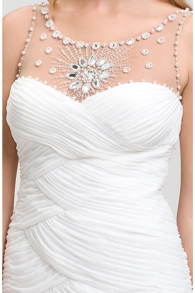 Illusion Bodice Sheath Dress, Alternate, color, IVORY