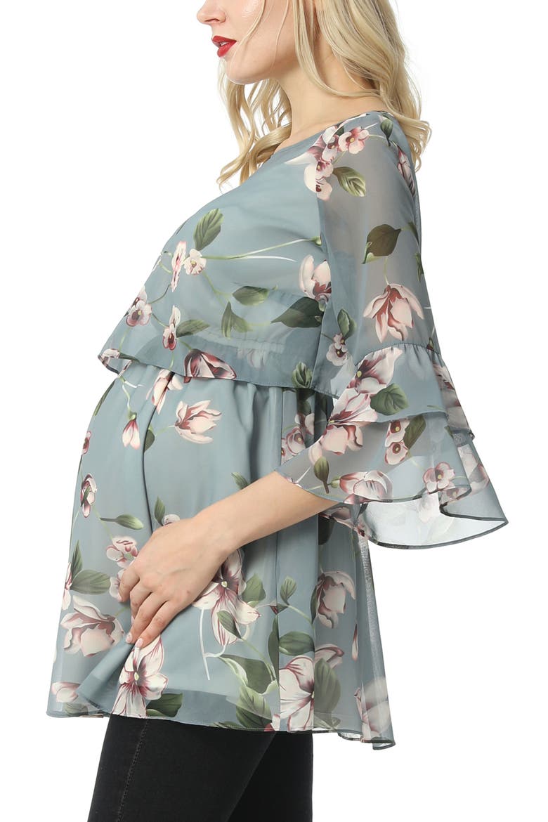 Audrey Maternity/Nursing  Floral Print Blouse, Alternate, color, Multicolored